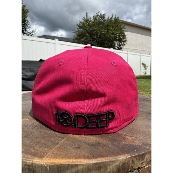 New Era 59Fifty 10.Deep Pink & Black Embroidered Fitted Hat Size 7 1/8 RARE New! - Picture 6 of 9